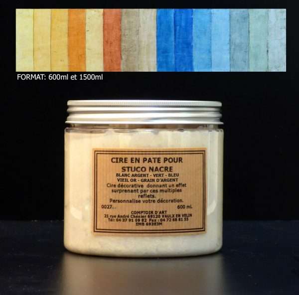 CIRE EN PATE SOLVANT POUR STUCCO NACRE BLEU